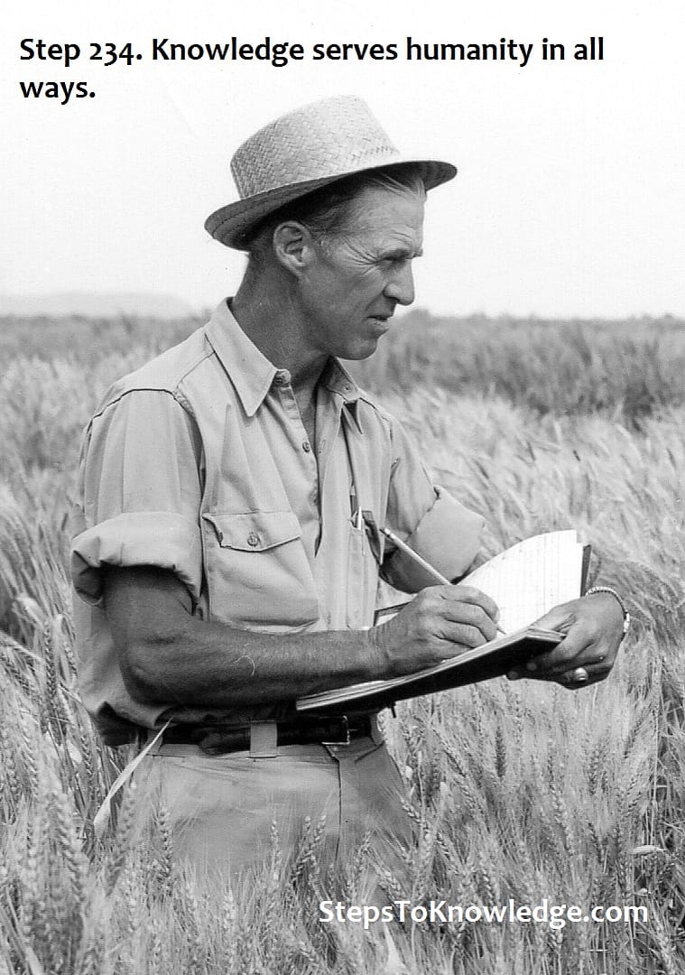 Norman Borlaug scoring wheat for rust resistance. What happened? A man of Knowledge happened!